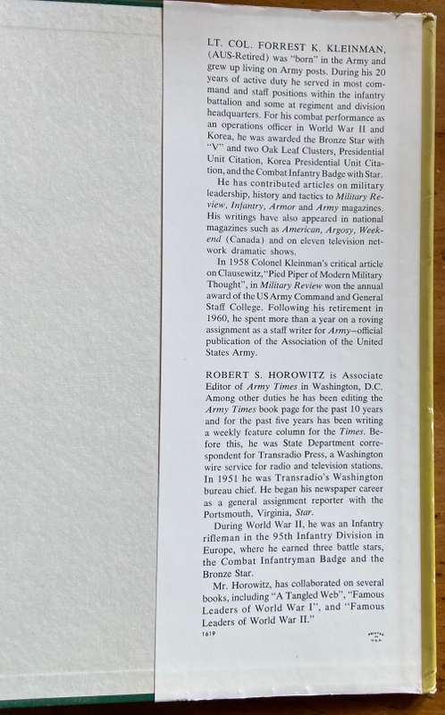 THE MODERN UNITED STATES ARMY LT. COL. KLEINMAN HOROWITZ 1st EDITION 1964 GROUND COMBAT SOLDIERS.