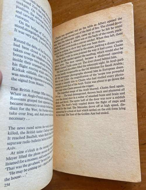 YEAR OF THE GOLDEN APE COLIN FORBES PAN BOOKS 1976 THRILLER HELICOPTER SHIPS.