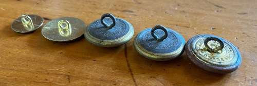ROYAL MERCHANT NAVY 3 x Brass Uniform Buttons +2 FLAT BRASS BUTTONS.