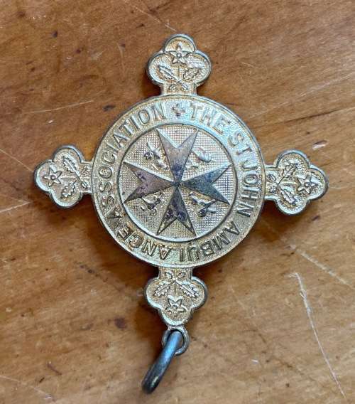 THE ST. JOHN AMBULANCE SERVICE BADGE BRASS 40mm x 500mm to ring.