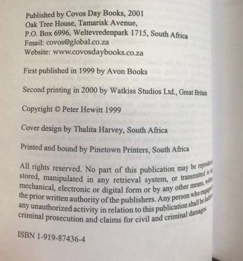 KENYA COWBOY PETER HEWITT 2001 COVOS DAY A POLICE OFFICERS ACCOUNT of the MAU MAU EMERGENCY RISING.
