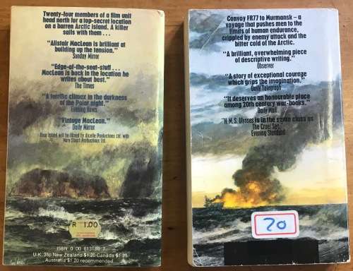 BEAR ISLAND + H.M.S. ULYSSES ALISTAIR MACLEAN 2 BOOKS FONTANA 1984 1973.