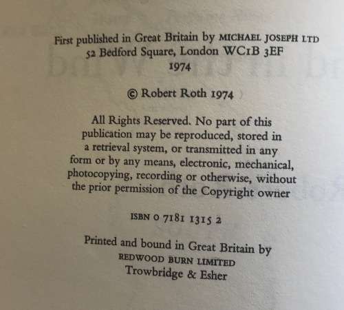SAND IN THE WIND ROBERT ROTH VIETNAM WAR 1967-8 MICHAEL JOSEPH 1974 1st EDITION NOVEL.