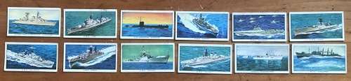 SHIPS OF THE BRITISH NAVY CARDS x 12 KELLOGG COMPANY GREAT BRITAIN DESTROYER SUBMARINE HELICOPTER