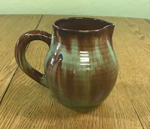 LINNWARE MEDIUM JUG PITCHER BROWN AND LIGHT GREEN MARKED Please read description...........