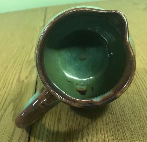 LINNWARE MEDIUM JUG PITCHER BROWN AND LIGHT GREEN MARKED Please read description...........