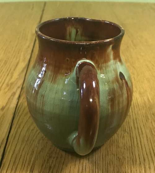 LINNWARE MEDIUM JUG PITCHER BROWN AND LIGHT GREEN MARKED Please read description...........