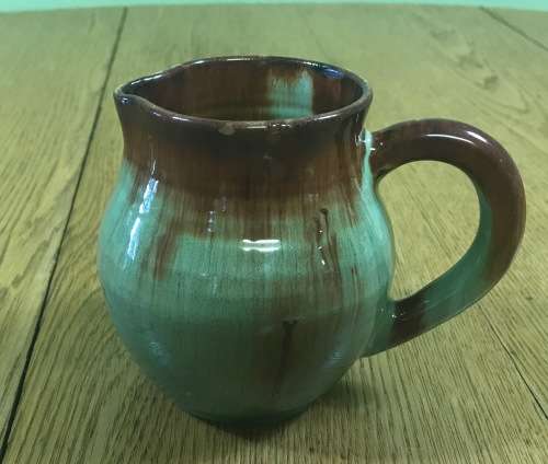 LINNWARE MEDIUM JUG PITCHER BROWN AND LIGHT GREEN MARKED Please read description...........