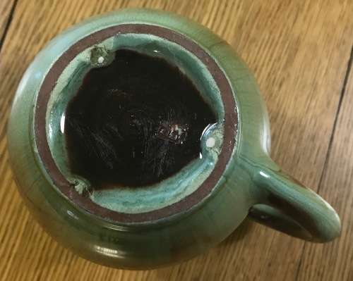 LINNWARE MEDIUM JUG PITCHER BROWN AND LIGHT GREEN MARKED Please read description...........