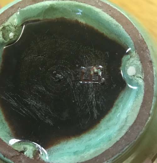 LINNWARE MEDIUM JUG PITCHER BROWN AND LIGHT GREEN MARKED Please read description...........