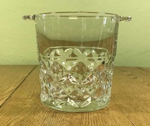 ICE BUCKET PRESSED GLASS MADE IN FRANCE FRENCH with HANDLES NICE PATTERN!!!