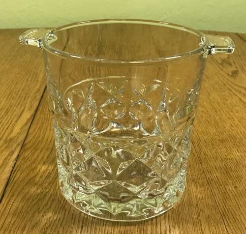 ICE BUCKET PRESSED GLASS MADE IN FRANCE FRENCH with HANDLES NICE PATTERN!!!