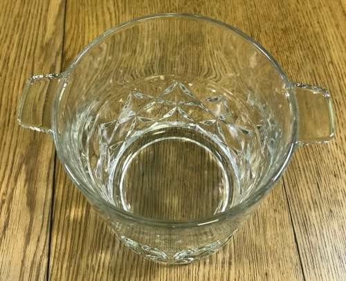 ICE BUCKET PRESSED GLASS MADE IN FRANCE FRENCH with HANDLES NICE PATTERN!!!