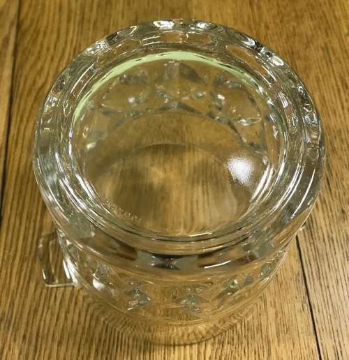 ICE BUCKET PRESSED GLASS MADE IN FRANCE FRENCH with HANDLES NICE PATTERN!!!