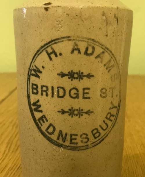 GINGER BEER STONEWARE BOTTLE W.H. ADAMS BRIDGE STREET WEDNESBURY ENGLAND SCARCE!!!!