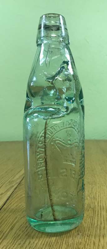 GLASS MARBLE STOPPER BOTTLE=A. GEISLER=CAPE TOWN=WITH ROYAL CROWN=Please read notes.....
