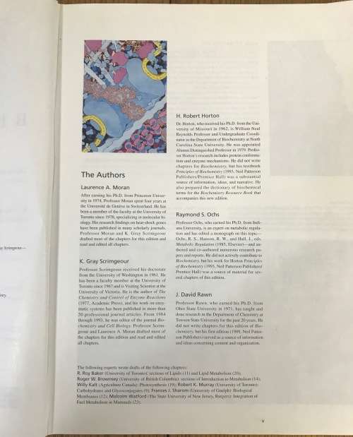 BIOCHEMISTRY 2nd EDITION MORAN SCRIMGEOUR HORTON OCHS RAWN 1994 SCIENCE NEIL PATTERSON PUBLISHERS.