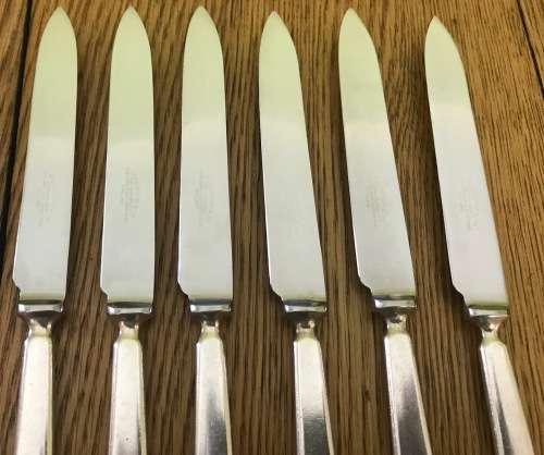 ELKINGTON & CO. SILVER PLATED FRUIT / DESSERT KNIFE + FORK SET x 6 of each 1957 BIRMINGHAM ENGLAND.