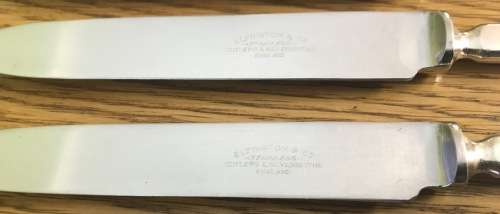 ELKINGTON & CO. SILVER PLATED FRUIT / DESSERT KNIFE + FORK SET x 6 of each 1957 BIRMINGHAM ENGLAND.