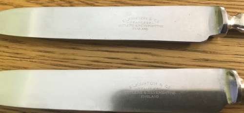 ELKINGTON & CO. SILVER PLATED FRUIT / DESSERT KNIFE + FORK SET x 6 of each 1957 BIRMINGHAM ENGLAND.