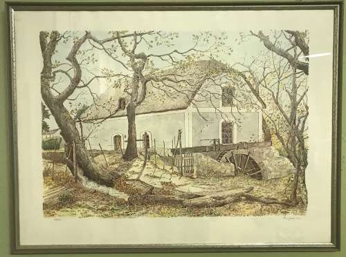 ERIC JUDD `WATER MILL at ELIM` SIGNED PRINT in PENCIL SOUTH AFRICAN ARTIST.