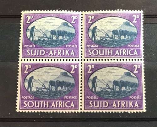 Union of South Africa Victory Issue 1949 SACC108 2d Variety MNH Block of 4