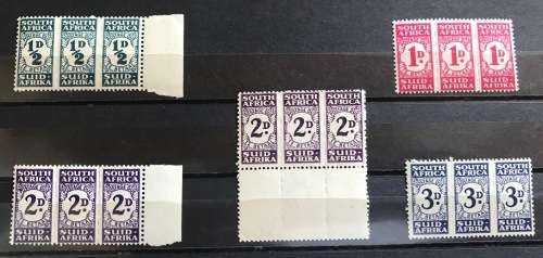 UNION of SOUTH AFRICA POSTAGE DUE STAMPS 1943-44 NEW DESIGN SACC 29-32 + 31A MNH 5 x UNITS of 3.
