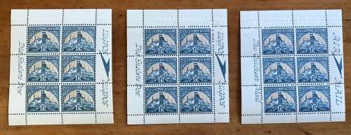 UNION of SOUTH AFRICA BOOKLET PANES x 3 1 1/2d mines reduced size 1941 SACC86 SG87b AIR MAIL LUG POS