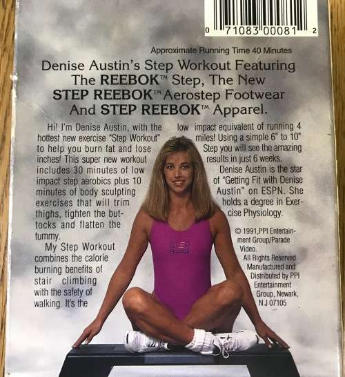 DENISE AUSTIN`S STEP WORKOUT Featuring the REEBOK STEP 81 PARADE VIDEO VHS 40 MINUTES 1991.