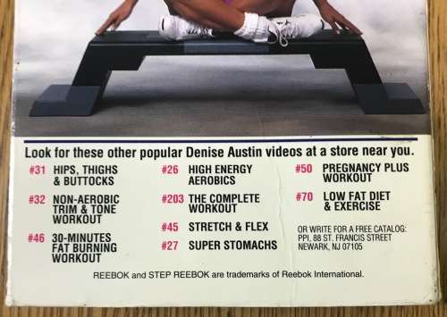 DENISE AUSTIN`S STEP WORKOUT Featuring the REEBOK STEP 81 PARADE VIDEO VHS 40 MINUTES 1991.