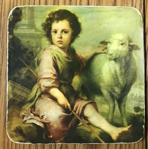 Set of 6 coasters with corked bases featuring famous artworks by various artists.