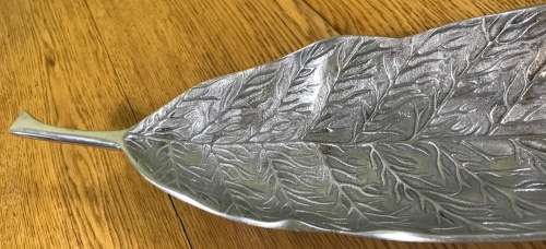 Aluminium Decorative Leaf Serving Platter (Silver colour) for Home SNACKS HANDMADE INDIA ALUMINIUM?