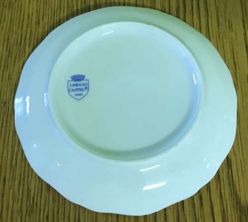 LIMOGES CASTEL French Porcelain Plate FRAGONARD FRANCE GREEN and GILT BORDER 111mm Diameter