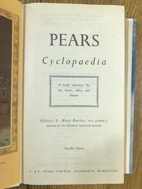 PEARS CYCLOPAEDIA 61st EDITION EDITOR MARY BARKER PEARS SOAP 1951-54 CALENDAR RARE with DUST JACKET!