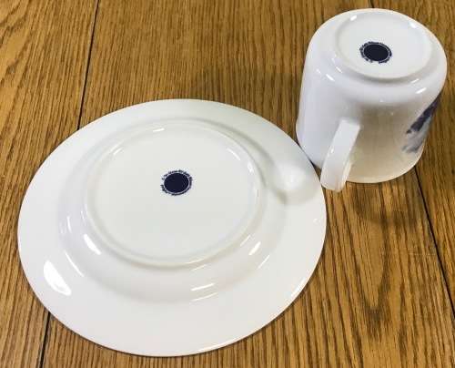 COFFEE DUO DEMITASSE DELFT BLAUW HANDPAINTED TER STEEGE BV HOLLAND EsPRESSO Cappuccino! WINDMILL.