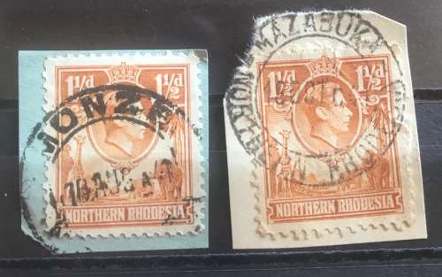 NORTHERN RHODESIA POSTMARKS x 14 1940`s LUANSHYA LUSAKA LIVINGSTONE BROKEN HILL CHISAMBA KITWE CHOMA