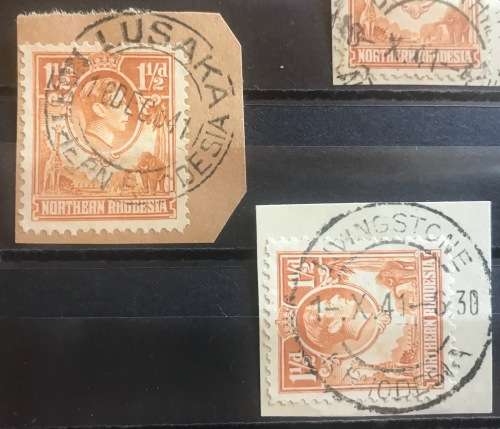 NORTHERN RHODESIA POSTMARKS x 14 1940`s LUANSHYA LUSAKA LIVINGSTONE BROKEN HILL CHISAMBA KITWE CHOMA
