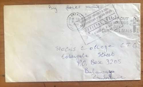 3rd RHODESIAN AFRICAN RIFLES ARMY MILITARY FORCES MAIL OFFICIAL FREE BATTALION ORDERLY ROOM UMTALI.