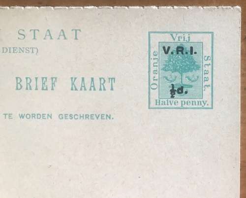 ORANGE FREE STATE ORANJE VRIJ STAAT BRIEF KAART x 2 LETTER CARDS PAIR HALF PENNY V.R.I. OVPT. MINT!!