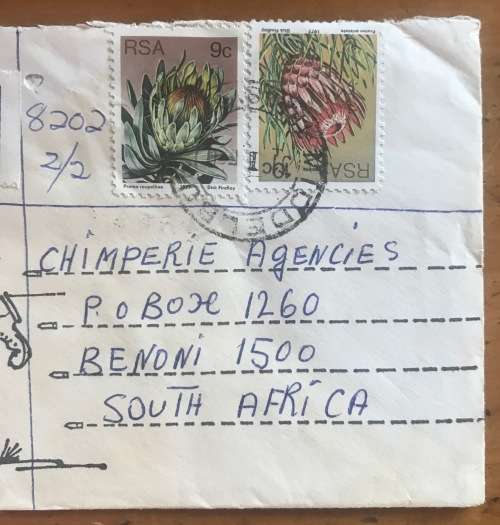 REGISTERED LETTER MIDDELBURG to BENONI 1980 COMIC SOLDIER RUNNING WITH RIFLE!! CHIMPERIE AGENCIES.