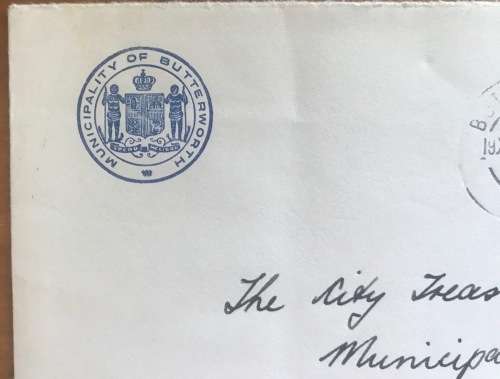 UNIVERSITY of BUTTERWORTH TRANSKEI 1966 LETTER TO CITY TREASURER MUNICIPAL OFFICES PORT ELIZABETH.