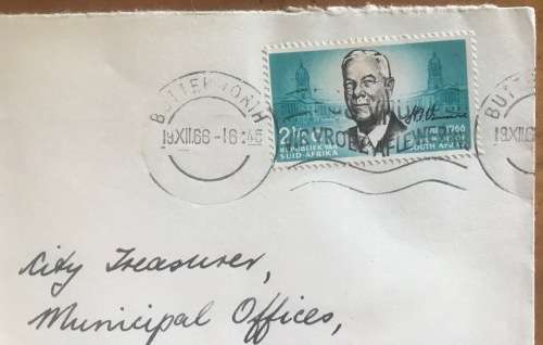 UNIVERSITY of BUTTERWORTH TRANSKEI 1966 LETTER TO CITY TREASURER MUNICIPAL OFFICES PORT ELIZABETH.