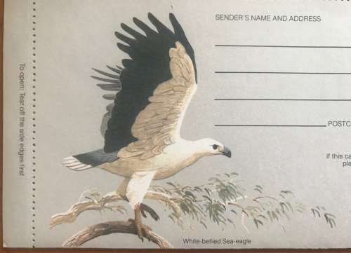 AUSTRALIA 27 cent LETTERCARD PEREGRINE FALCON WHITE-BELLIED SEA EAGLE 1982 Mint BIRDS of PREY