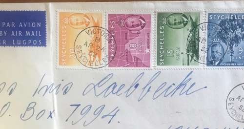 SEYCHELLES 1952 DEFINITIVE COVER SG 158-63 24 APRIL SAILFISH TORTOISE COCO-DE-MER FISHING PIROGUE.