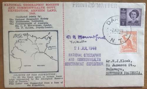 AUSTRALIA NATIONAL GEOGRAPHIC and COMMONWEALTH GOVT EXPEDITION ARNHEM LAND 1948 SIGNED RHODESIA