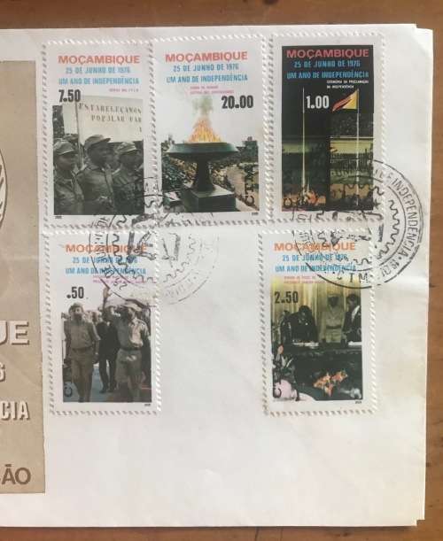 MOZAMBIQUE MOCAMBIQUE FDC 25 June 1976 1st YEAR INDEPENDENCE PRESIDENT MACHELSOLDIERS PROCLAMATION.