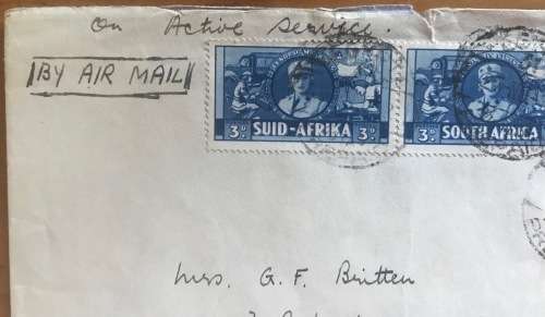SOUTH AFRICA ON ACTIVE SERVICE WWII RAF CENSOR 759 Signed EGYPT 1942 3d pr and 6d SACC90/2 to JHB