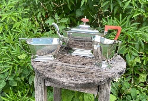 STERLING SILVER HALLMARKED TEA SET art deco BIRMINGHAM ADIE BROTHERS BROS 1945/6 ENGLAND Bakelite.