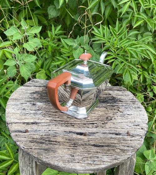 STERLING SILVER HALLMARKED TEA SET art deco BIRMINGHAM ADIE BROTHERS BROS 1945/6 ENGLAND Bakelite.