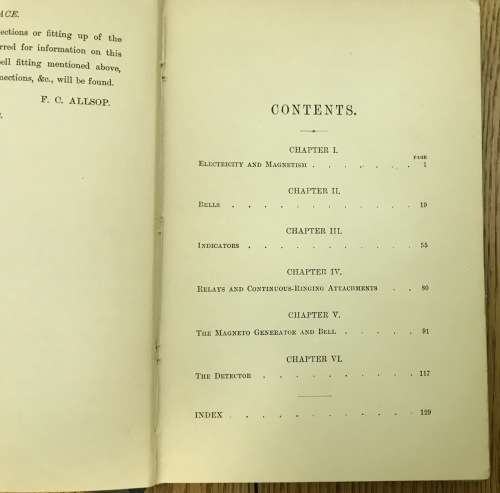 ELECTRIC BELL CONSTRUCTION F.C. ALLSOP 1900 TREATISE ON ELECTRIC BELLS INDICATORS Etc. 2nd Edition